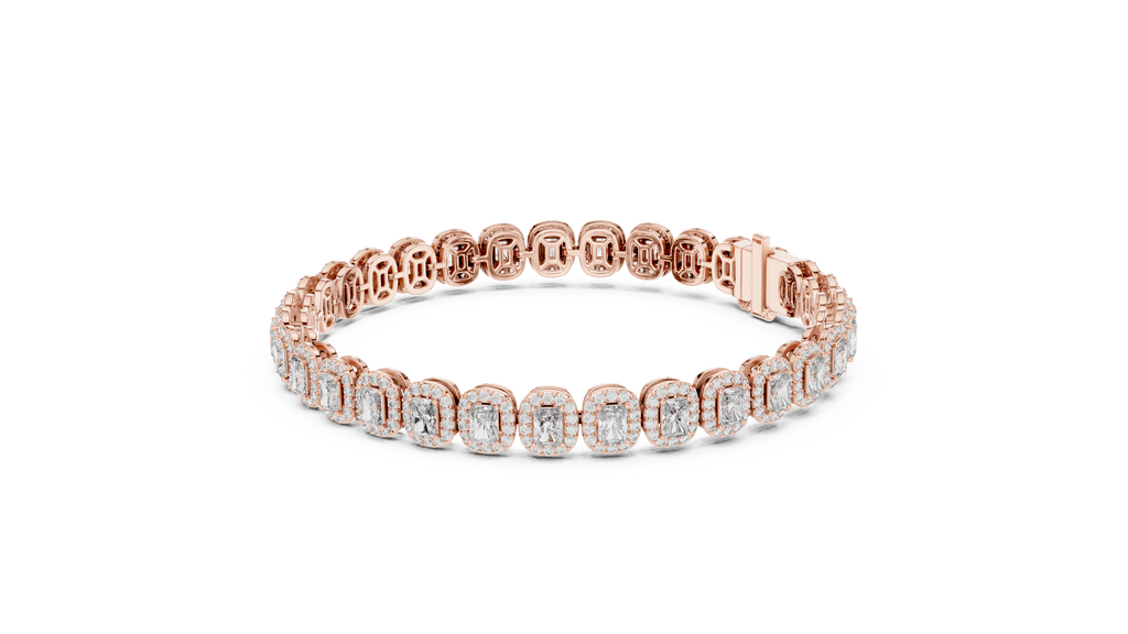 Aureola Radiant Cut Halo Lab Grown Diamond Link Bracelet