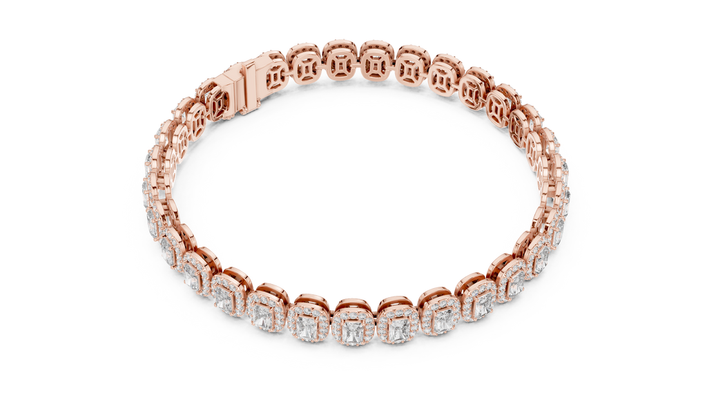 Aureola Radiant Cut Halo Lab Grown Diamond Link Bracelet