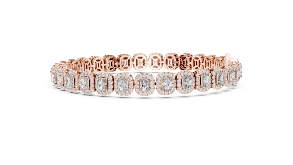 Aureola Radiant Cut Halo Lab Grown Diamond Link Bracelet