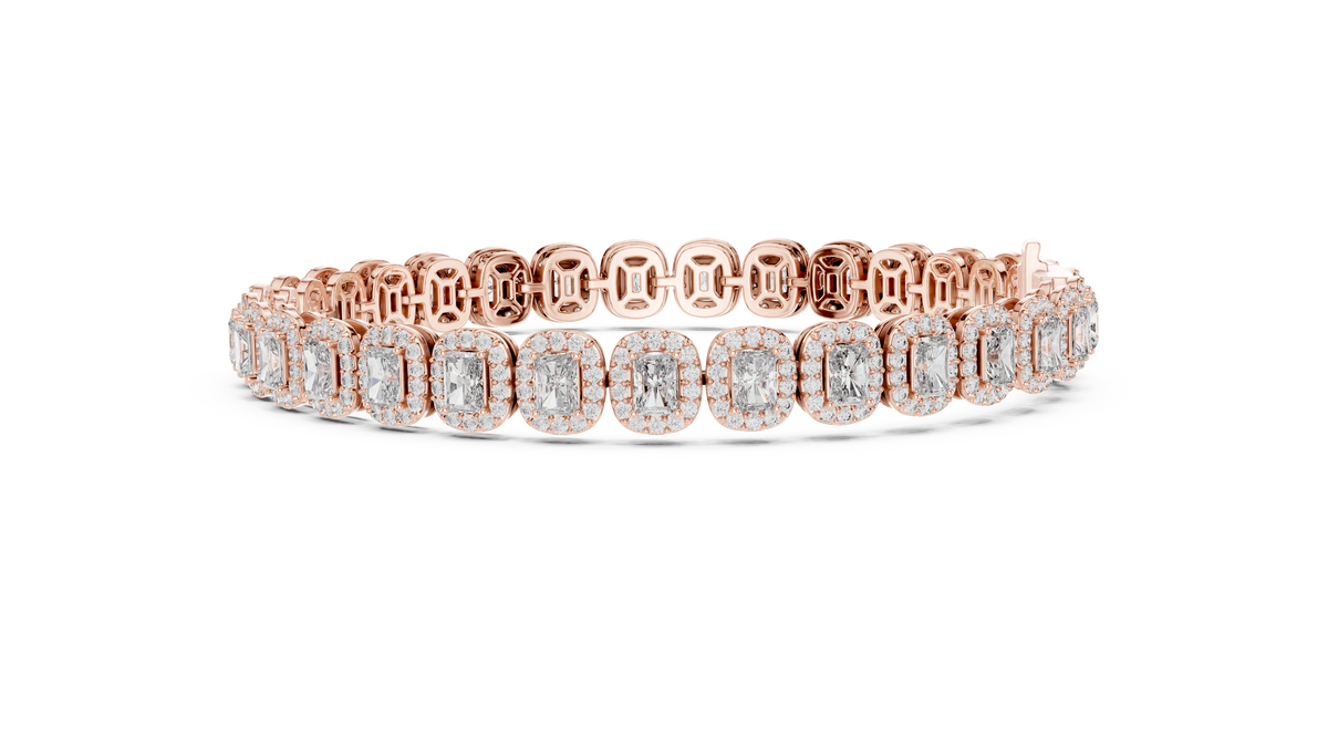 Aureola Radiant Cut Halo Lab Grown Diamond Link Bracelet