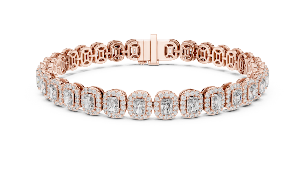 Aureola Radiant Cut Halo Lab Grown Diamond Link Bracelet