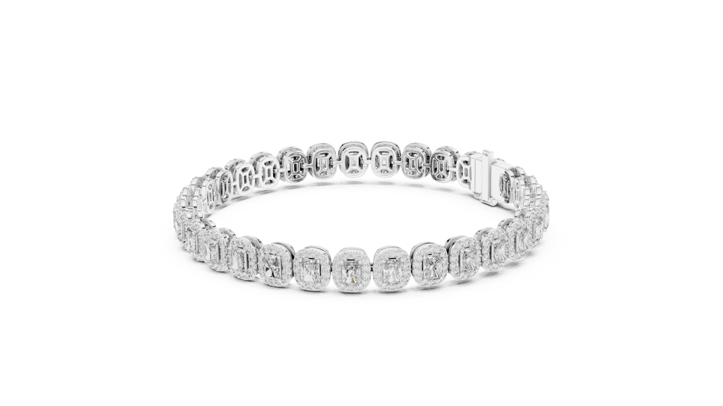 Aureola Radiant Cut Halo Lab Grown Diamond Link Bracelet