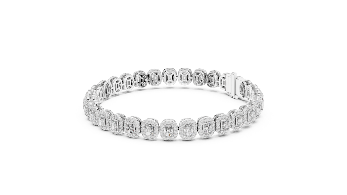 Aureola Radiant Cut Halo Lab Grown Diamond Link Bracelet