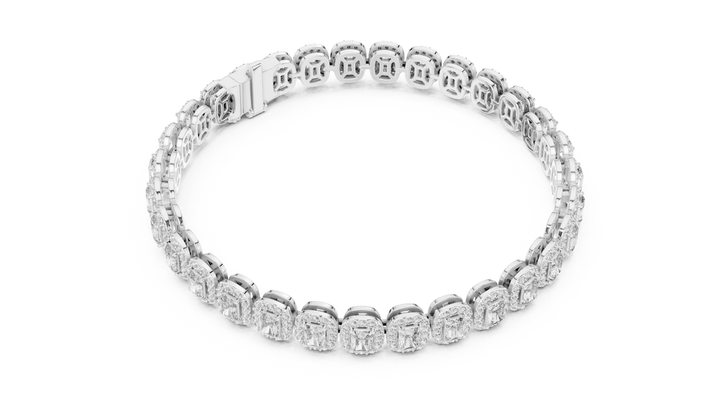 Aureola Radiant Cut Halo Lab Grown Diamond Link Bracelet