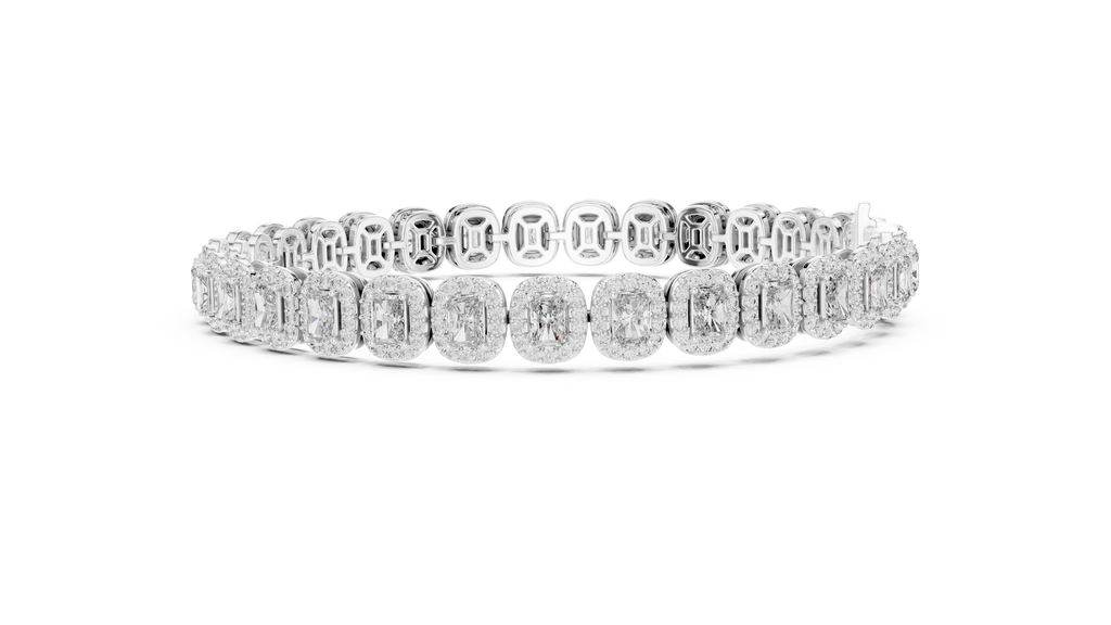 Aureola Radiant Cut Halo Lab Grown Diamond Link Bracelet
