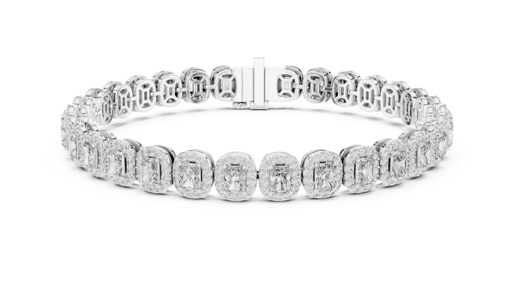 Aureola Radiant Cut Halo Lab Grown Diamond Link Bracelet