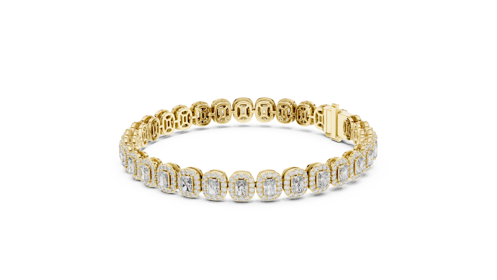 Aureola Radiant Cut Halo Lab Grown Diamond Link Bracelet