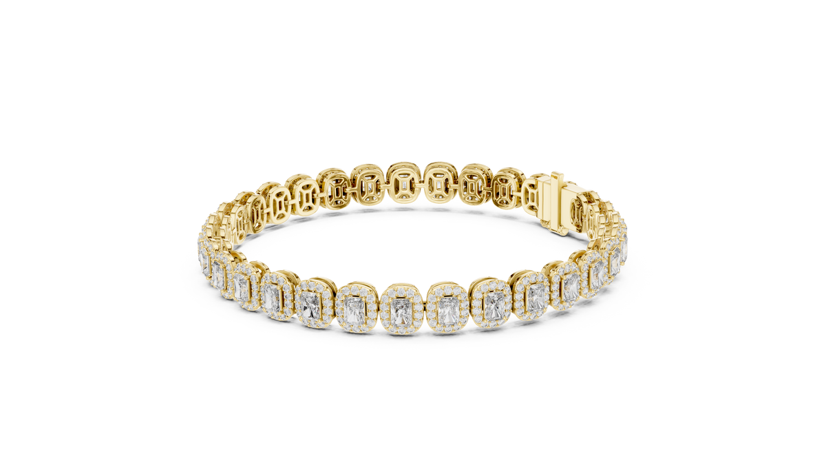 Aureola Radiant Cut Halo Lab Grown Diamond Link Bracelet