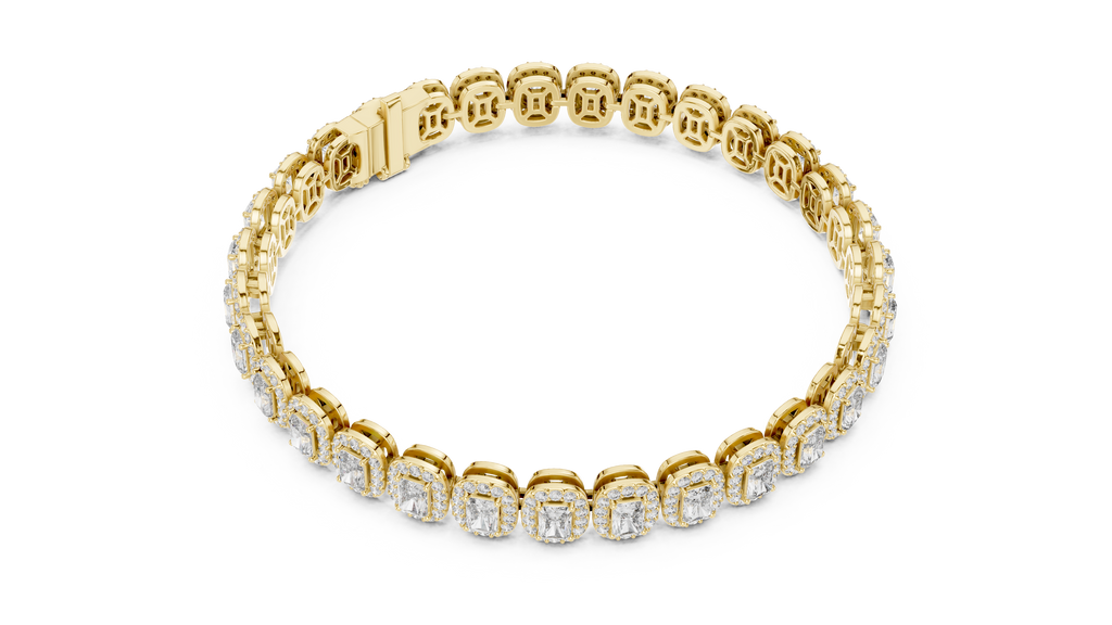 Aureola Radiant Cut Halo Lab Grown Diamond Link Bracelet