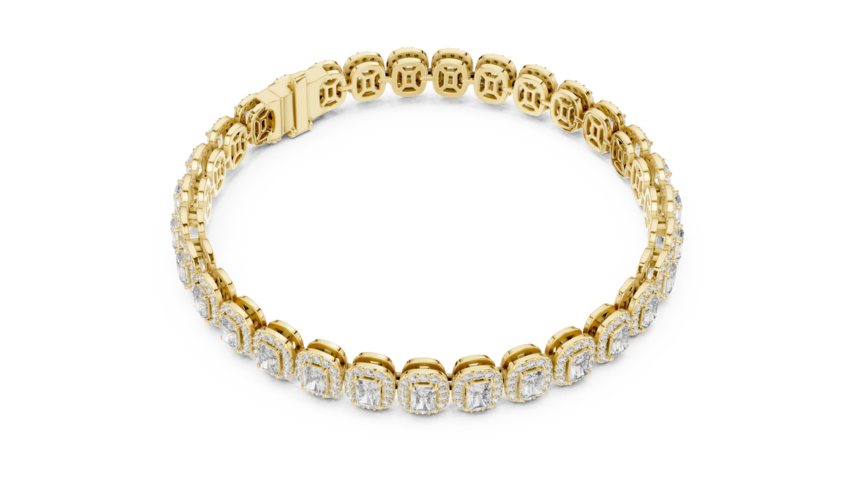 Aureola Radiant Cut Halo Lab Grown Diamond Link Bracelet