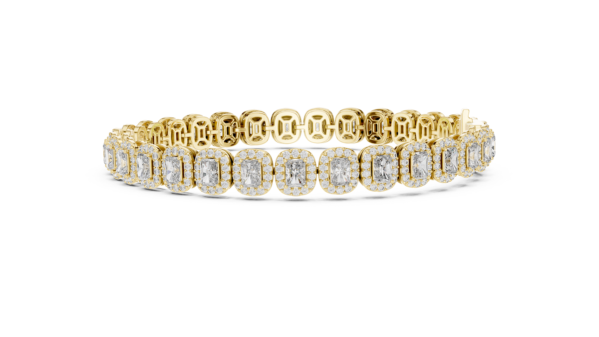 Aureola Radiant Cut Halo Lab Grown Diamond Link Bracelet