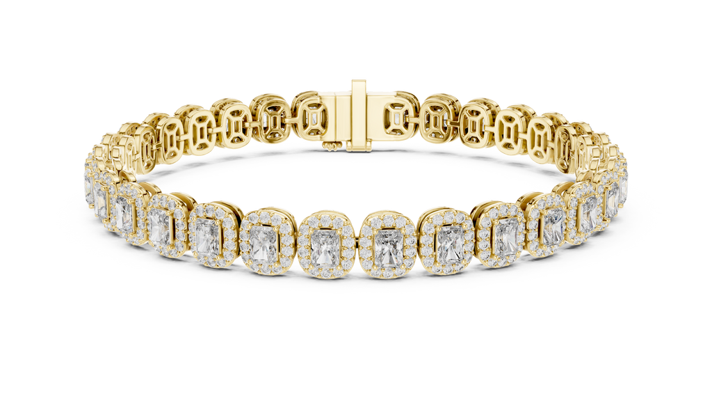 Aureola Radiant Cut Halo Lab Grown Diamond Link Bracelet