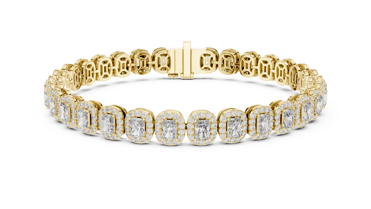 Aureola Radiant Cut Halo Lab Grown Diamond Link Bracelet