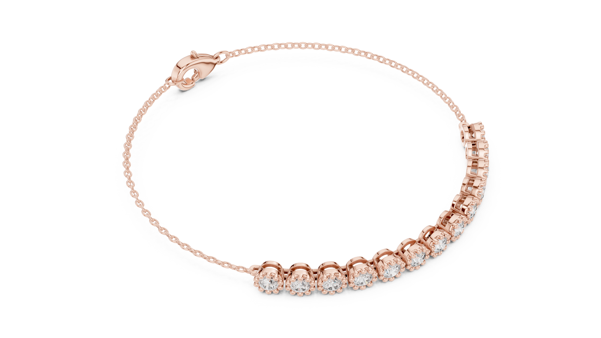 Perlaine Milgrain Round Lab Grown Diamond Chain Bracelet