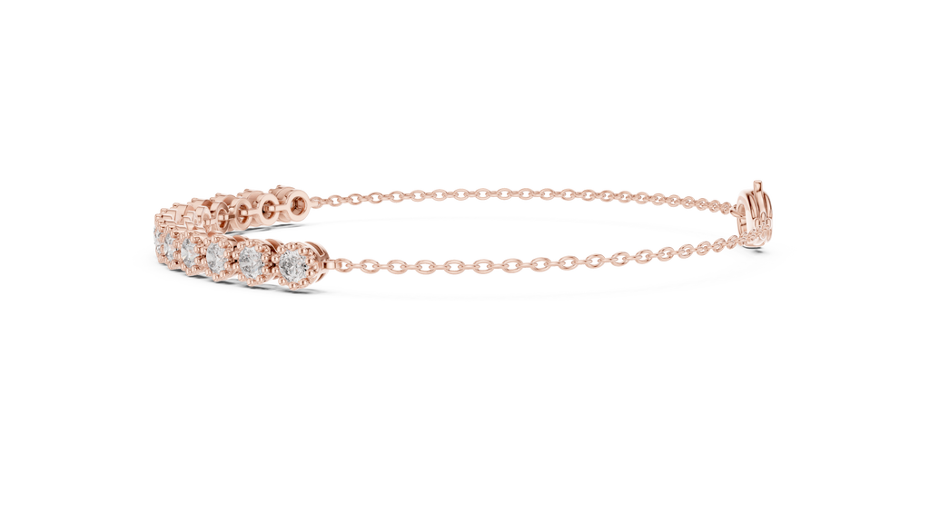 Perlaine Milgrain Round Lab Grown Diamond Chain Bracelet