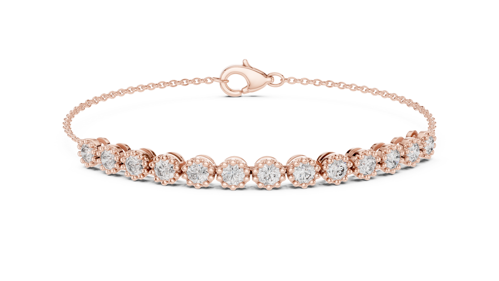 Perlaine Milgrain Round Lab Grown Diamond Chain Bracelet