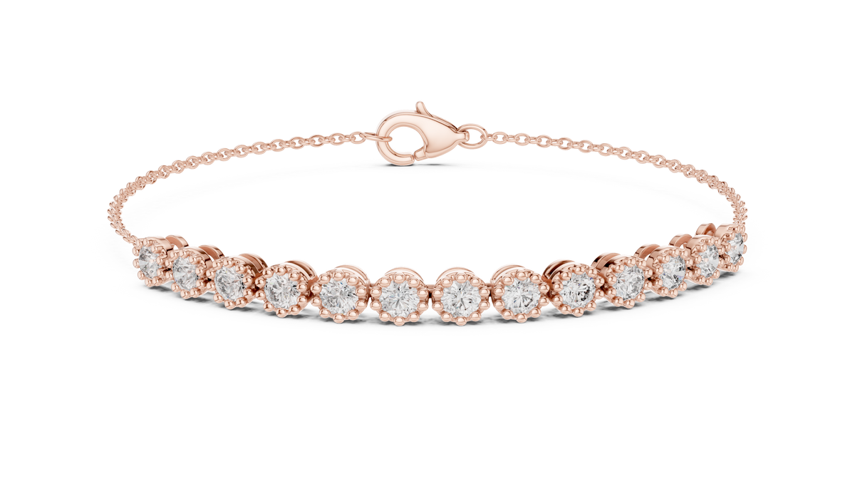Perlaine Milgrain Round Lab Grown Diamond Chain Bracelet