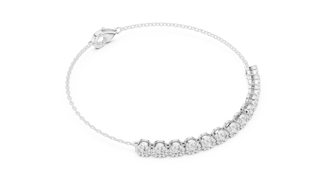 Perlaine Milgrain Round Lab Grown Diamond Chain Bracelet