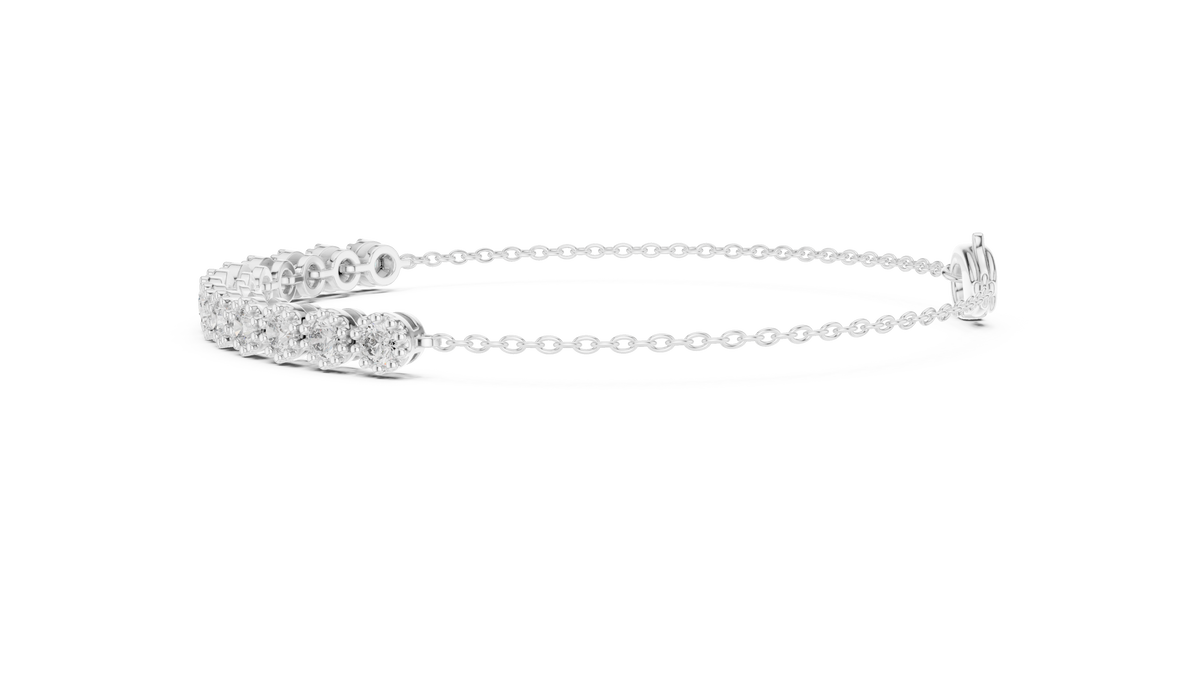 Perlaine Milgrain Round Lab Grown Diamond Chain Bracelet