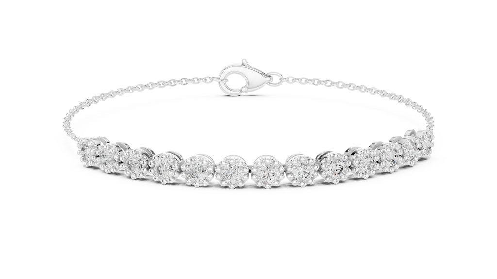 Perlaine Milgrain Round Lab Grown Diamond Chain Bracelet