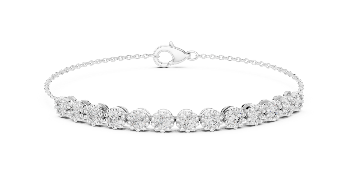 Perlaine Milgrain Round Lab Grown Diamond Chain Bracelet