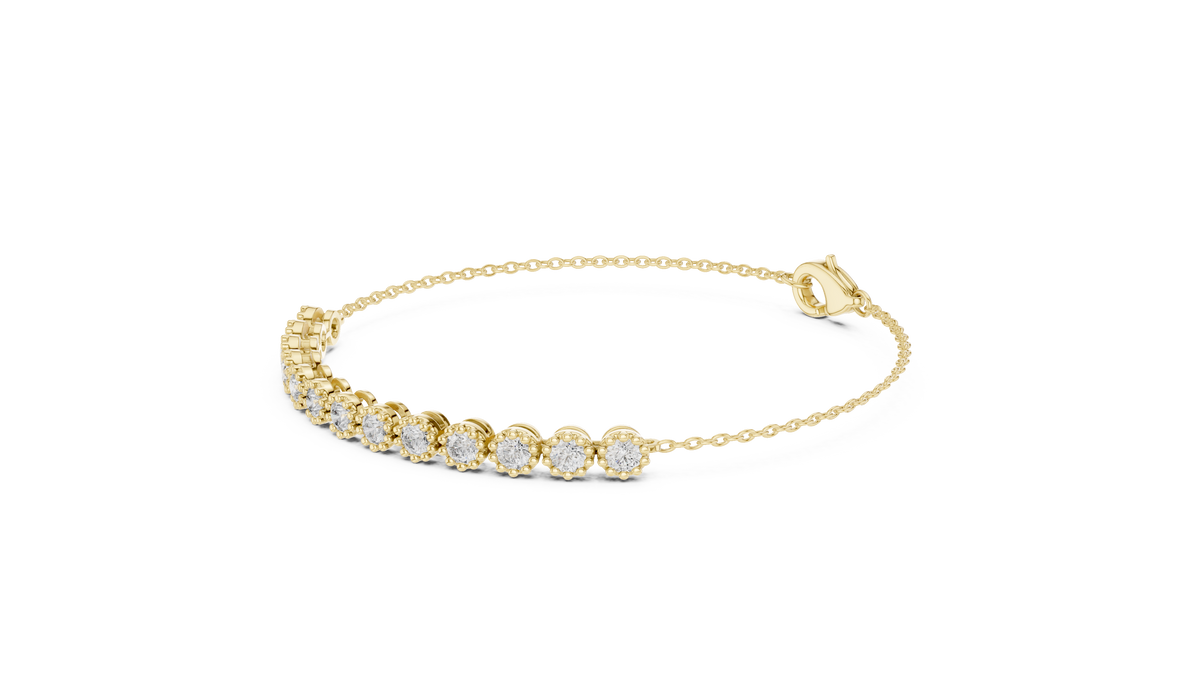 Perlaine Milgrain Round Lab Grown Diamond Chain Bracelet