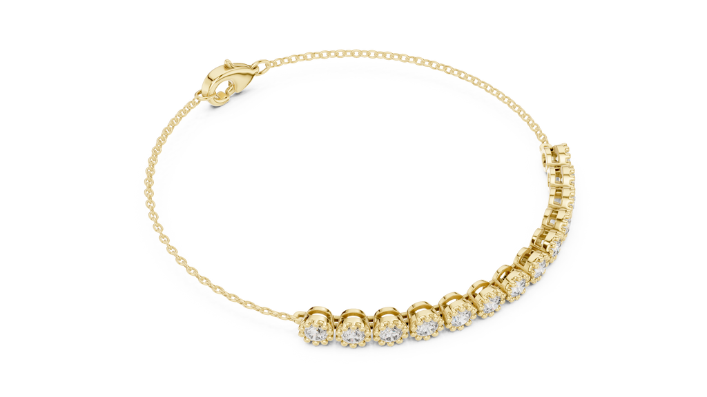 Perlaine Milgrain Round Lab Grown Diamond Chain Bracelet