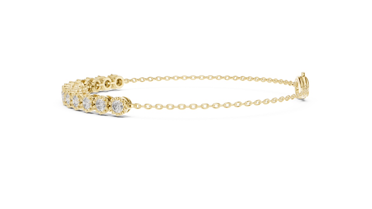 Perlaine Milgrain Round Lab Grown Diamond Chain Bracelet