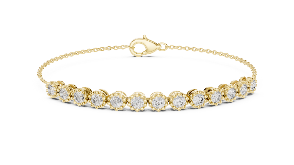 Perlaine Milgrain Round Lab Grown Diamond Chain Bracelet