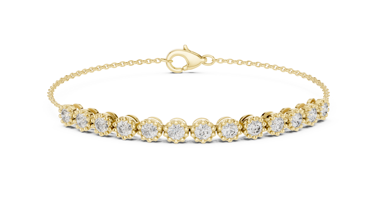 Perlaine Milgrain Round Lab Grown Diamond Chain Bracelet