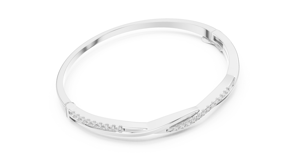 Twilara Twist Crossover Lab Grown Diamond Bangle Bracelet