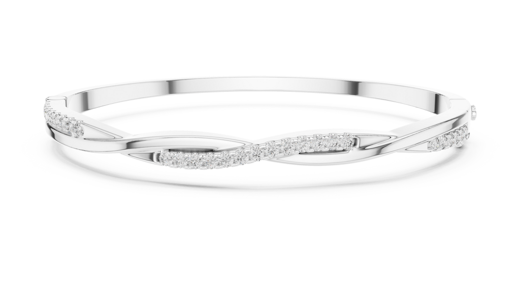 Twilara Twist Crossover Lab Grown Diamond Bangle Bracelet
