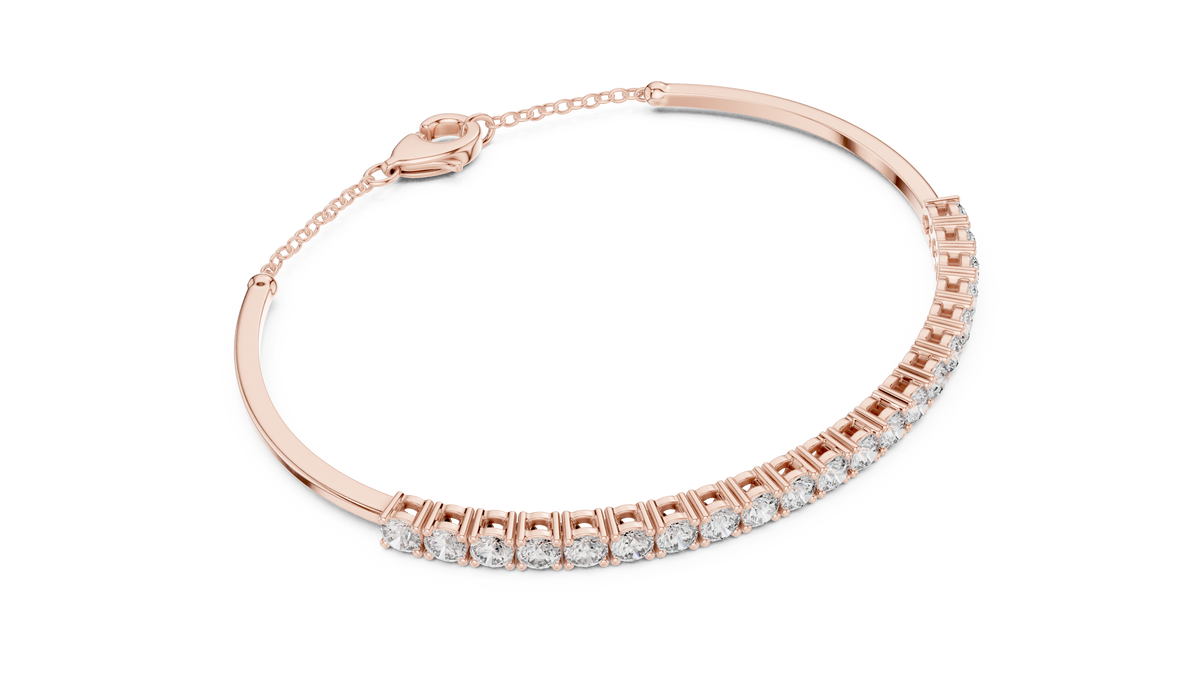 Arcelle Half Bangle Lab Grown Diamond Bracelet with Chain Clasp