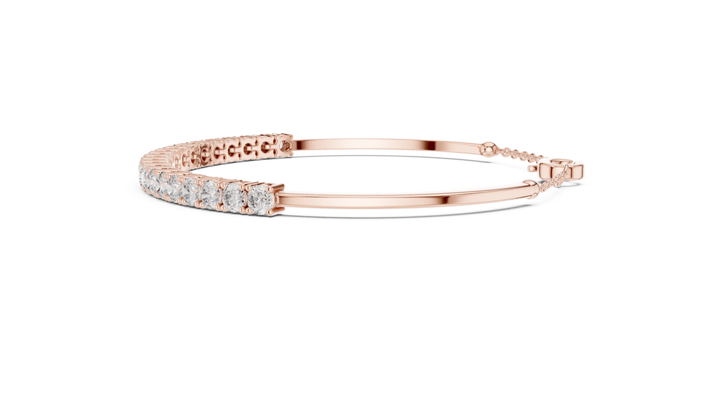 Arcelle Half Bangle Lab Grown Diamond Bracelet with Chain Clasp