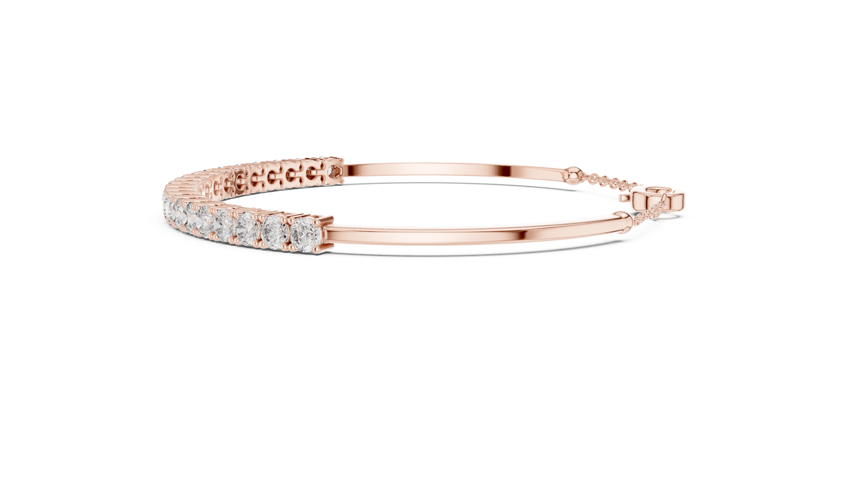 Arcelle Half Bangle Lab Grown Diamond Bracelet with Chain Clasp