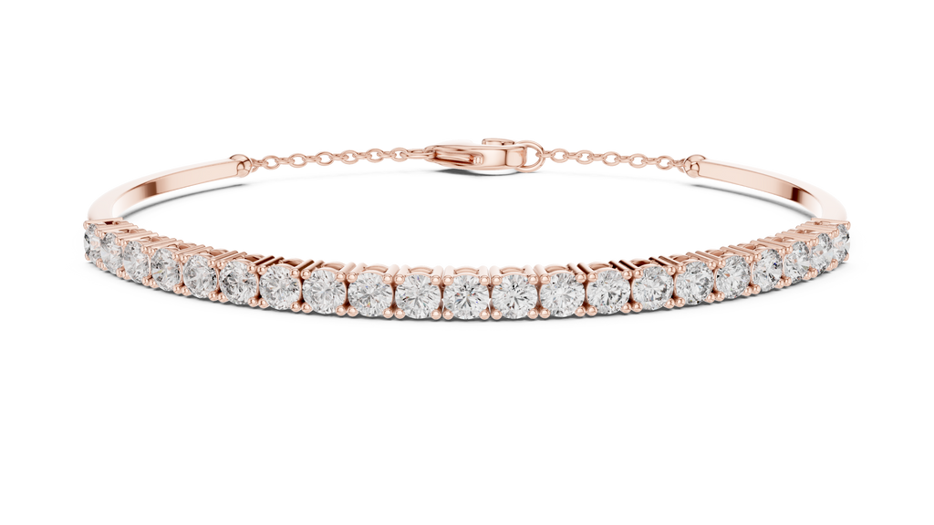 Arcelle Half Bangle Lab Grown Diamond Bracelet with Chain Clasp