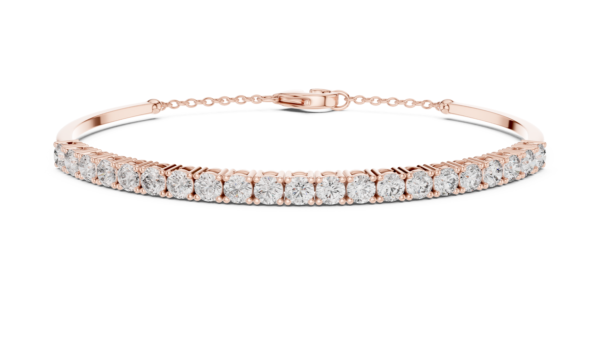 Arcelle Half Bangle Lab Grown Diamond Bracelet with Chain Clasp
