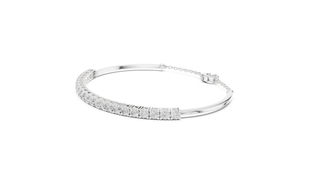 Arcelle Half Bangle Lab Grown Diamond Bracelet with Chain Clasp