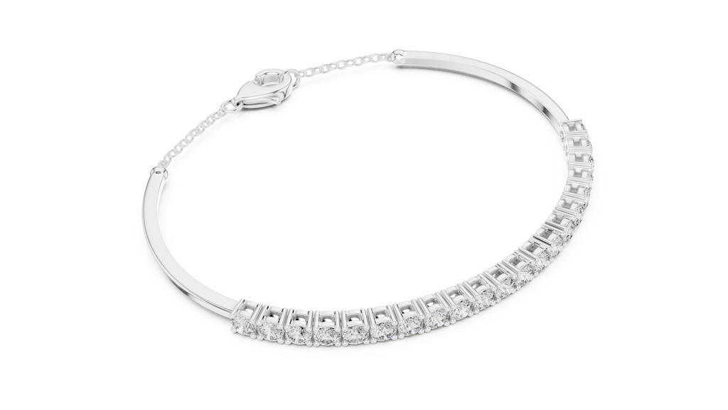 Arcelle Half Bangle Lab Grown Diamond Bracelet with Chain Clasp
