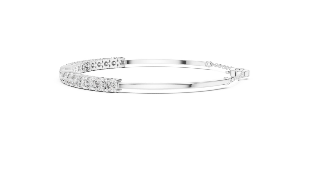 Arcelle Half Bangle Lab Grown Diamond Bracelet with Chain Clasp