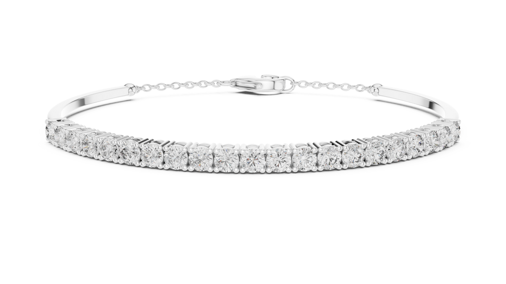 Arcelle Half Bangle Lab Grown Diamond Bracelet with Chain Clasp