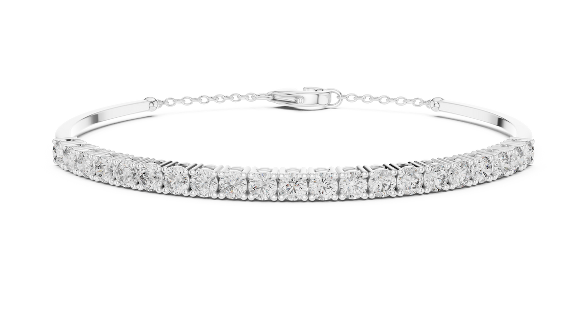 Arcelle Half Bangle Lab Grown Diamond Bracelet with Chain Clasp