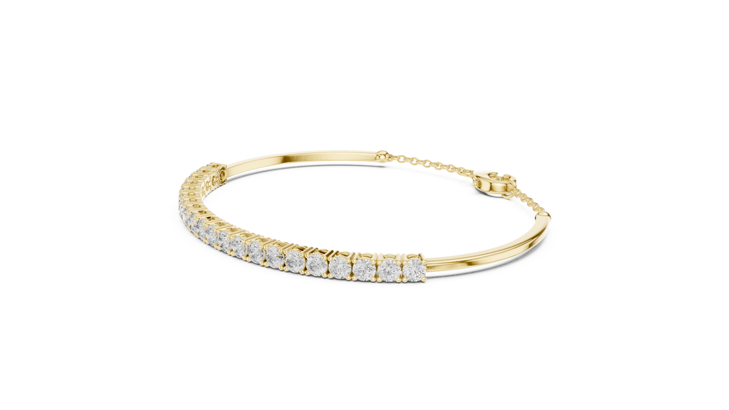 Arcelle Half Bangle Lab Grown Diamond Bracelet with Chain Clasp