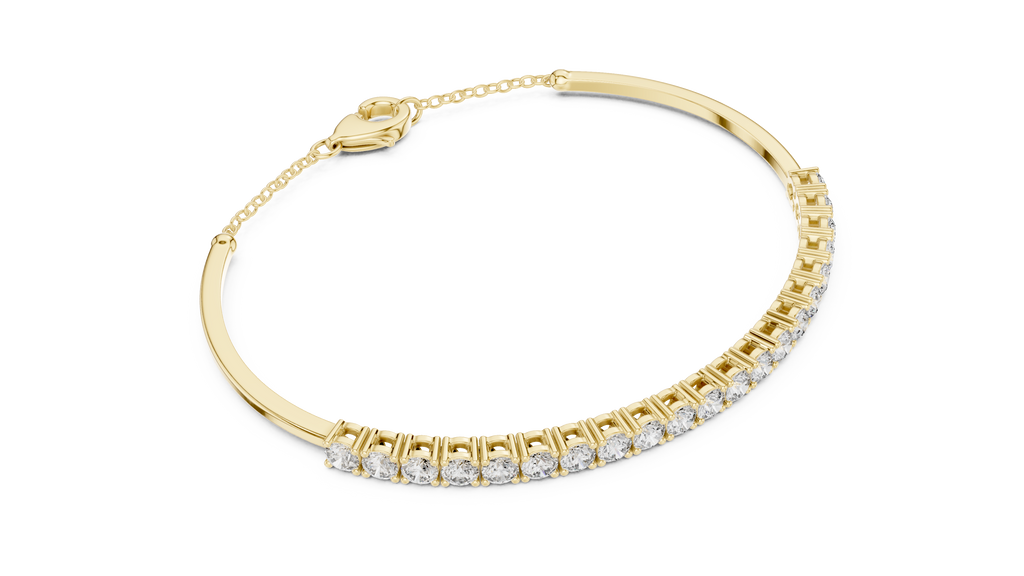 Arcelle Half Bangle Lab Grown Diamond Bracelet with Chain Clasp