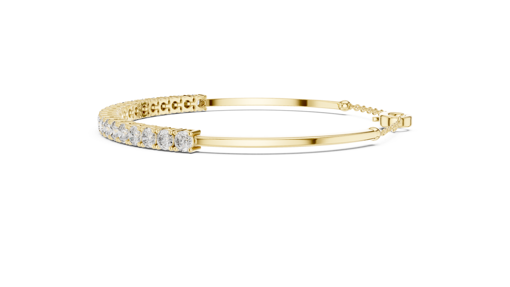 Arcelle Half Bangle Lab Grown Diamond Bracelet with Chain Clasp