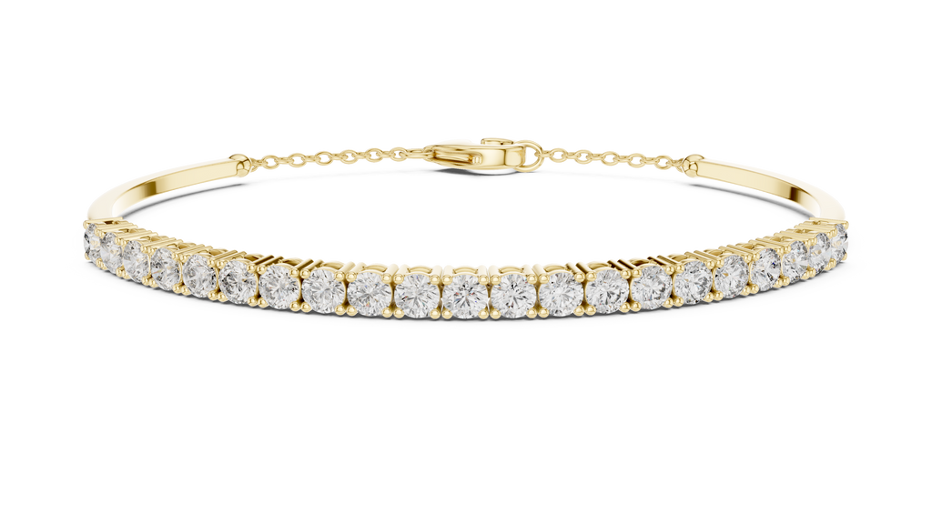 Arcelle Half Bangle Lab Grown Diamond Bracelet with Chain Clasp
