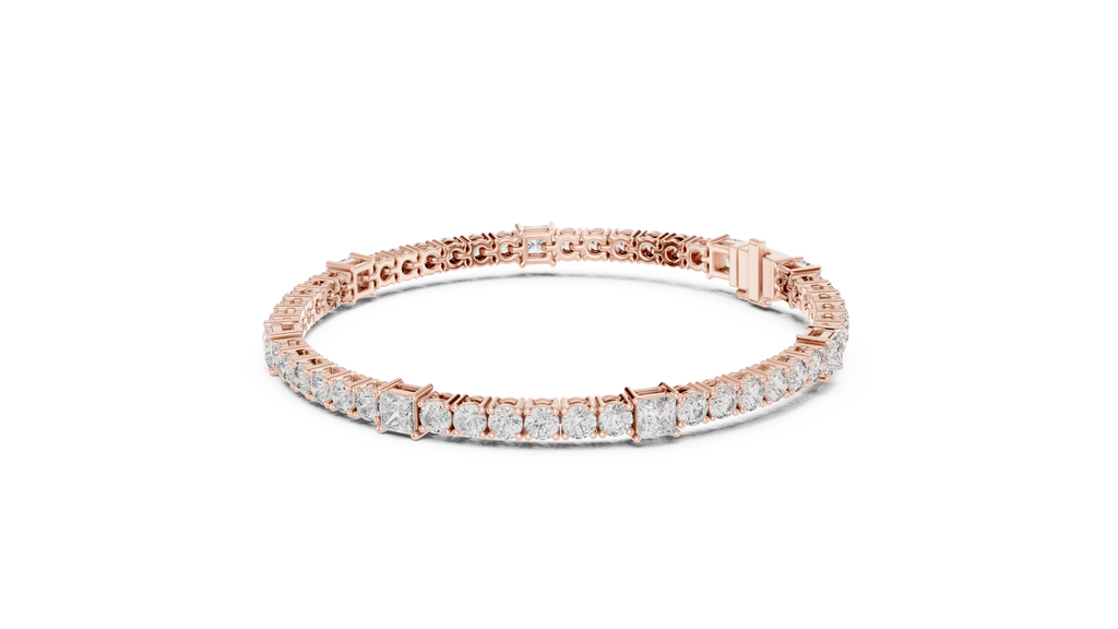 Quadrelle Round & Princess Cut Lab Grown Diamond Tennis Bracelet