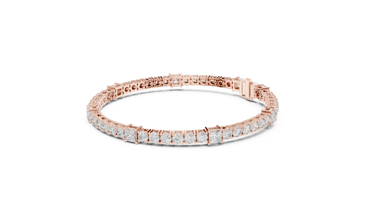Quadrelle Round & Princess Cut Lab Grown Diamond Tennis Bracelet