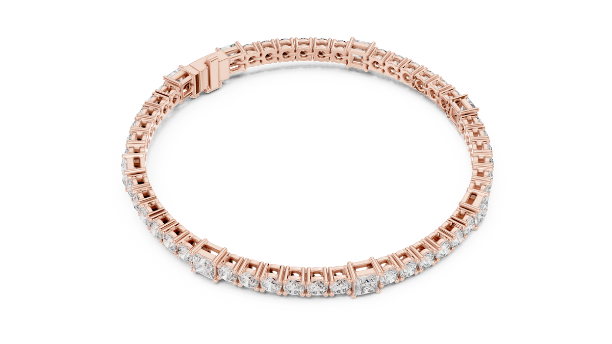 Quadrelle Round & Princess Cut Lab Grown Diamond Tennis Bracelet