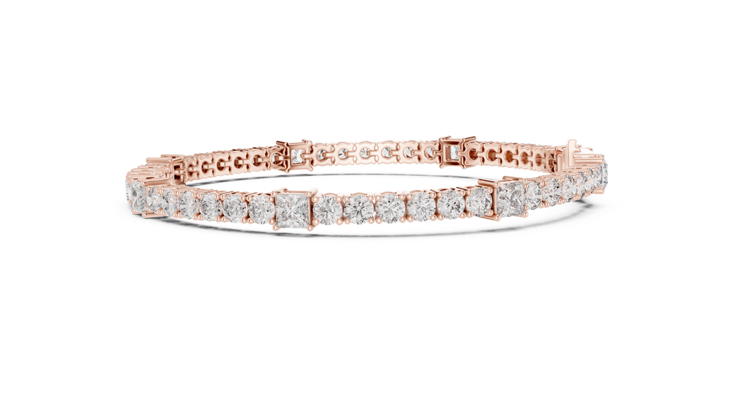 Quadrelle Round & Princess Cut Lab Grown Diamond Tennis Bracelet